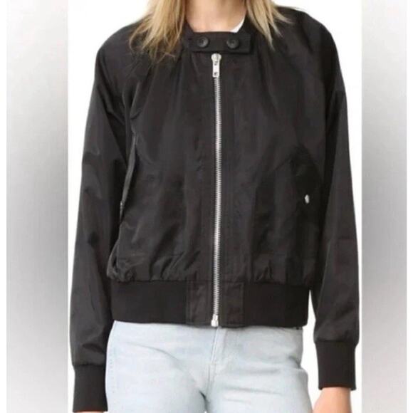 Free People Womens M Whimsigoth Bomber Jacket Midnight Black Streetwear Grunge - Picture 1 of 15